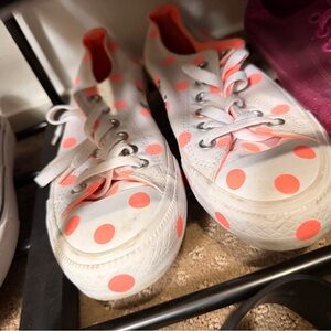 Converse White and Pink Polka Dot Sneakers